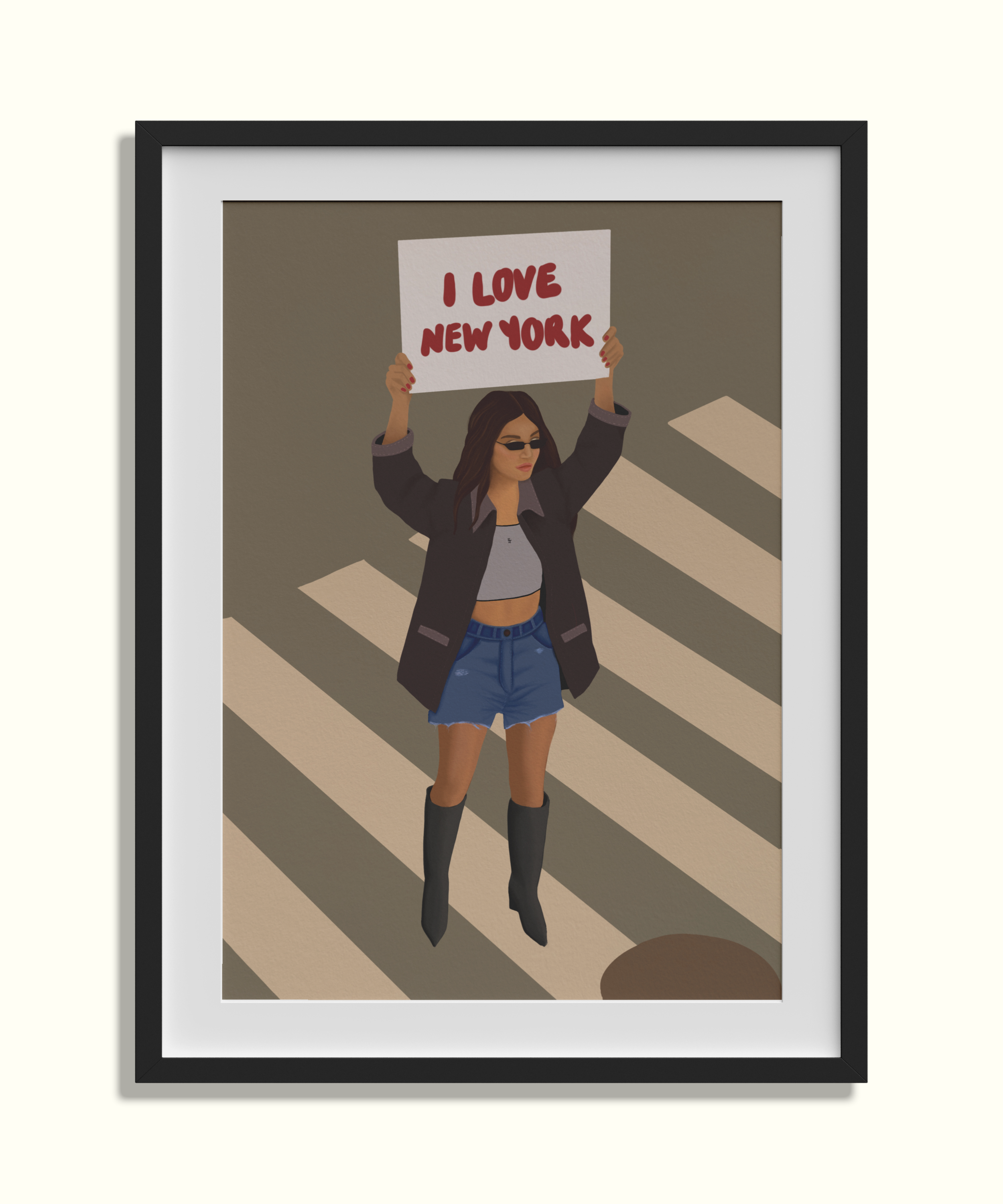 I Love New York art print in premium frame